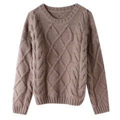 Pure Wool Cable Round Neck Knitted Ladies Jumper
