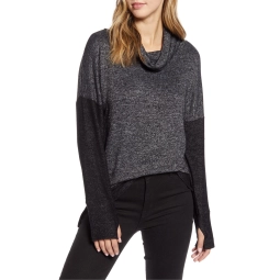 Cowl Neck French Terry Pullover Sweater