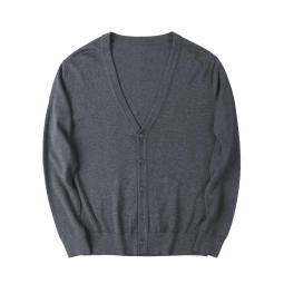 Mens Knitted V Neck Solid Color Cardigan Sweater