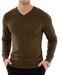 Mens Slim Fit V Neck Knitted Pullover Sweaters