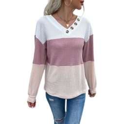 V Neck Stripe Women Sweater