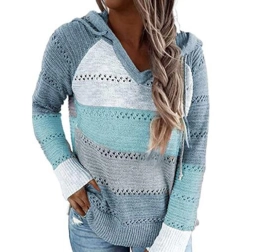 Wholesale Loose Hollow Knit Sweater Hoodie