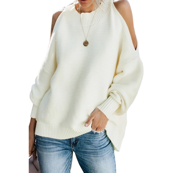 Casual Women Cold Shoulder Pullover Sweater